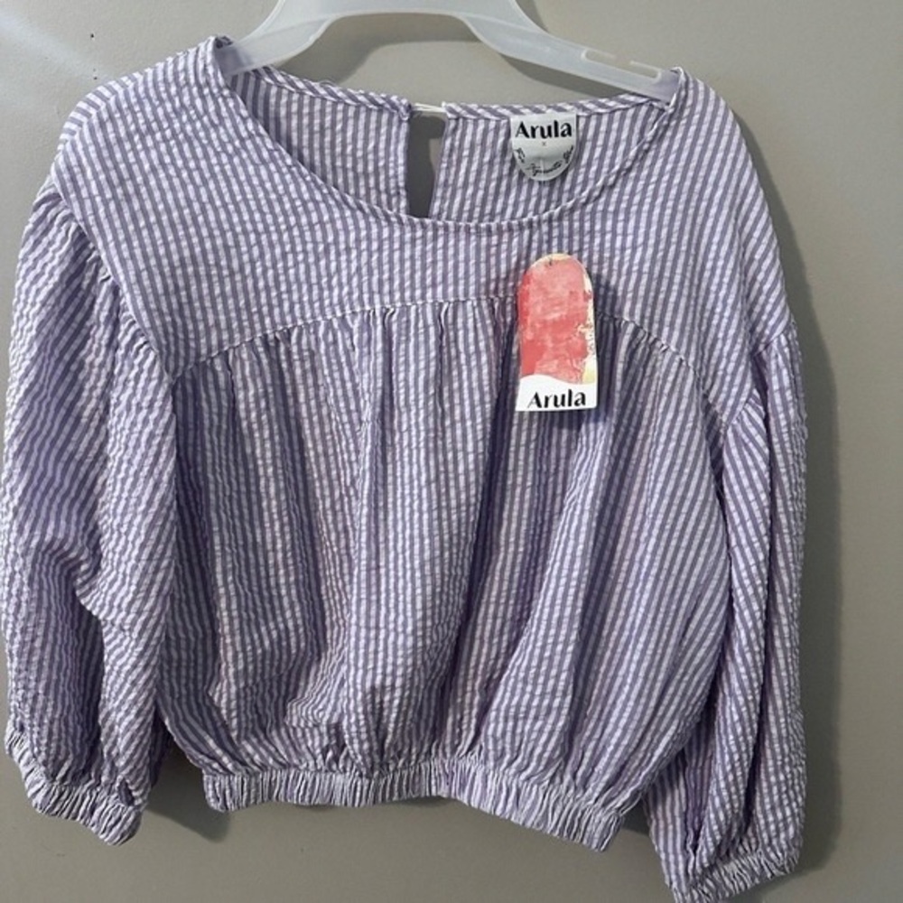 Arula Lavender and White Checkered Top